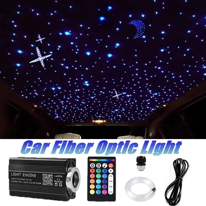 

16W Dual port Car Roof Star Light with RGB Meteor Music APP Control Fiber Optic Star Ceiling Light Kit for Starry Sky ceiling
