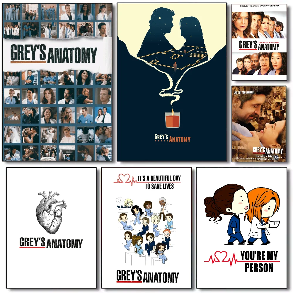 

Greys Anatomy TV Poster HD art sticky wall waterproof home living room bedroom bar aesthetic decoration