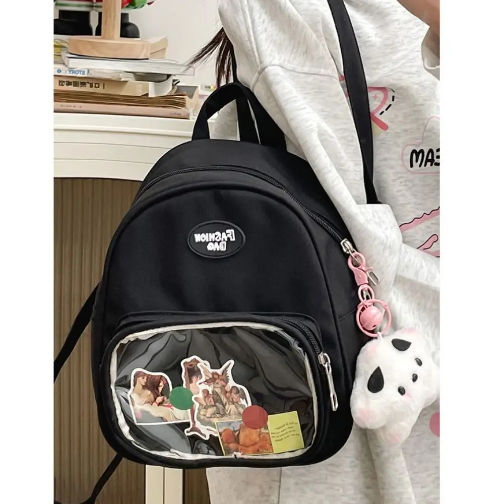 New Nylon Harajuku Backpack PVC Pocket Transparent Doll Bag Japanese Style JK Uniform Bag