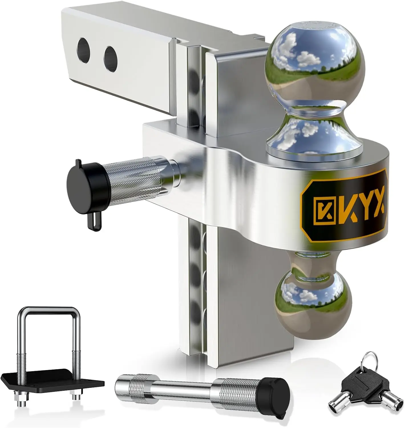 

Регулируемая сцепка прицепа — 6-дюймовый сцепь для 2-дюймового приемника, сверхмощное шаровое крепление (12500 фунтов GTW) с двумя шариками (2 дюйма и 2-5/1