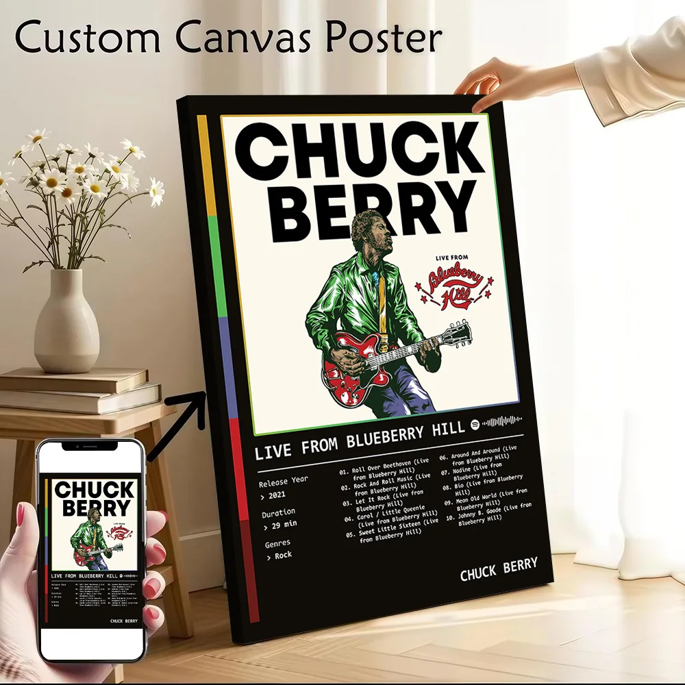 Live From Blueberry Hill (2021) Album By Chuck Berry Canvas Poster Wall Art Customizable High Quality Printed Picture for Mural