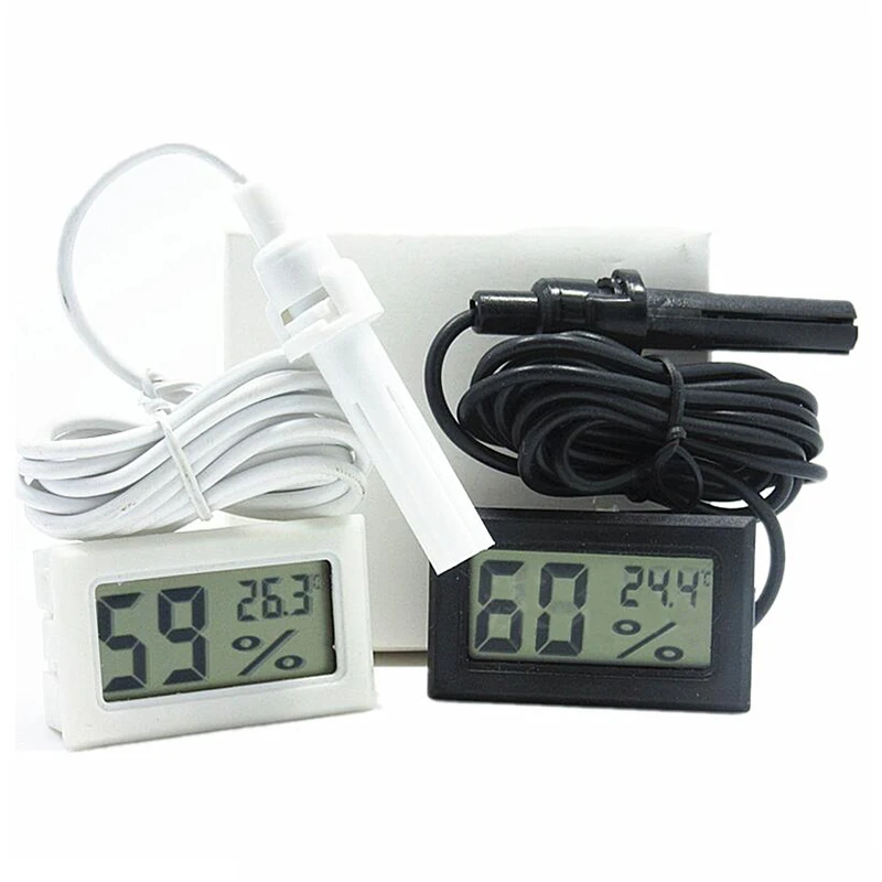 Professional Mini Probe Digital LCD Thermometer Hygrometer Humidity Temperature Meter Indoor Digital LCD Display White Black