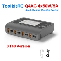 ToolkitRC Q4AC charger XT60 Adapters IPS Bright With Clear Wide Angle Display 4x50w 5A AC 100W 4 Port DC Smart Discharger