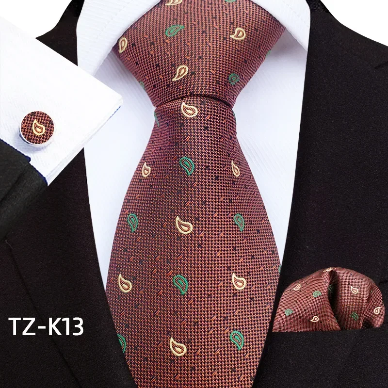 

Silk Feel Brown Elegant Mens Ties Gentlemen Pueple Novelty Luxury Brand Ties for Men New Business Necktie Handky Cufflinks