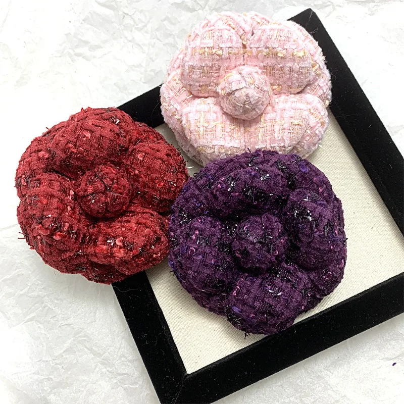 

6.5cm Handmade New High-end Luxury Camellia Brooch Floral Fabric Multi-color Accessories Pin Women's Jewelry Gift Corsage