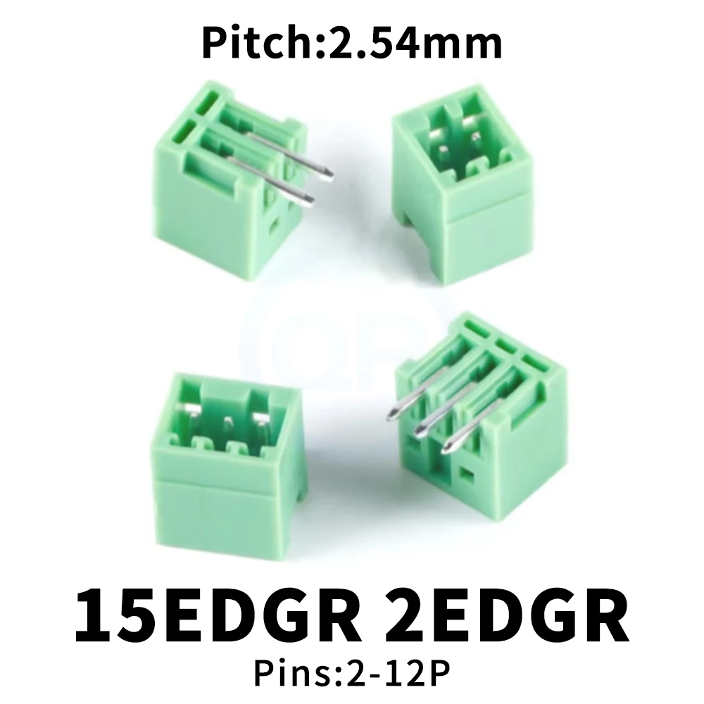 (10 pcs) KF 2EDGR-2.54mm 2P 3P 4P Pluggable 2EDG Connector Angled Curved Pin Socket 125V 4A 2.54mm Pitch KF 15EDGR 2.54 2~12Pin