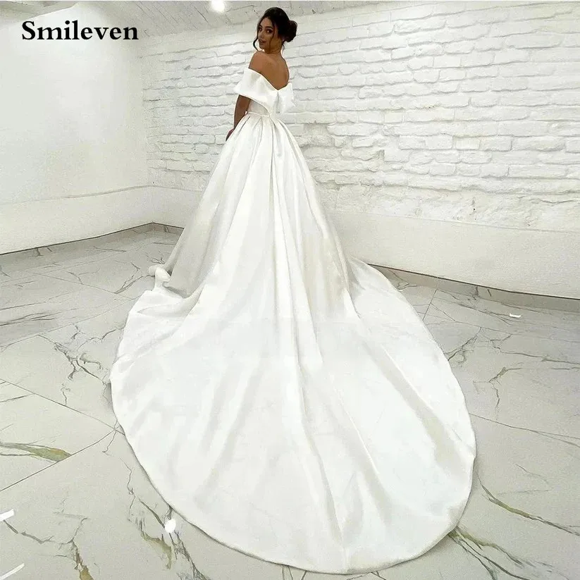 Smileven Elegant Satin Wedding Dress A line Off The Shoulder Bride Dresses Vestido de novia 2024 Customized