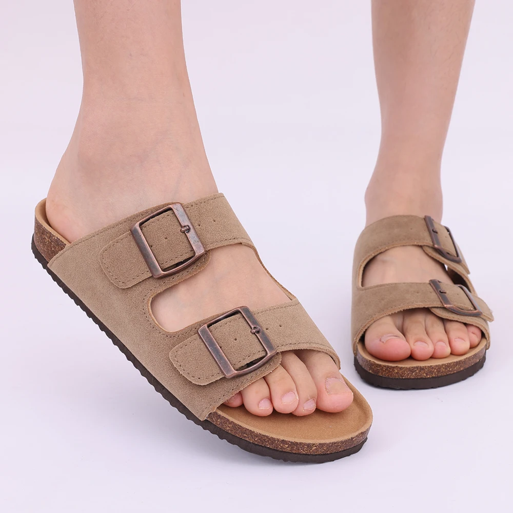 Bebely Zomer Vrouwen Klompen Dames Kurk Slippers Zachte Strand Sandalen Retro Muiltjes Met Verstelbare Gespen Unisex Huis Sandalen