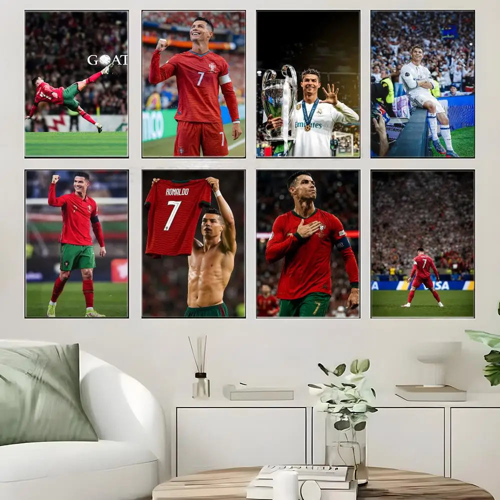 Football Superstar C-Cristiano 7 R-Ronaldo Poster  Self-adhesive Art Waterproof Paper Sticker Coffee House Bar Room Wall Decor