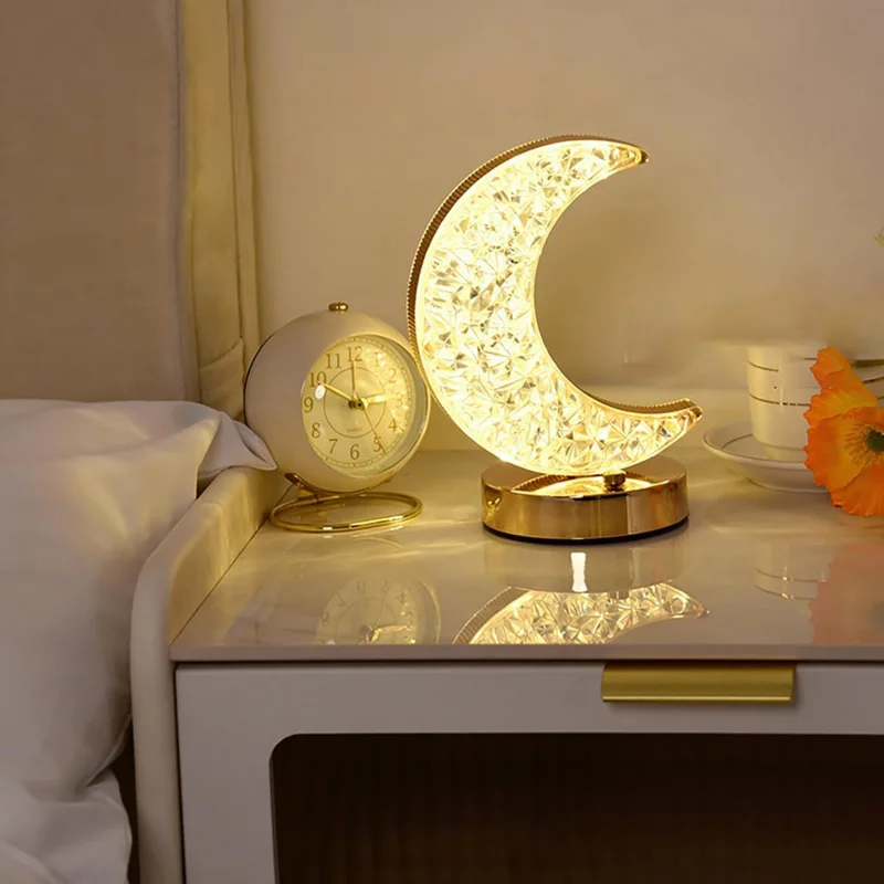 Bedroom 3-Color Touch Control Dimming Night Light Girls Room Home Decor Bedside LED Ambient Table Moon Stars Atmosphere Lamp Hot