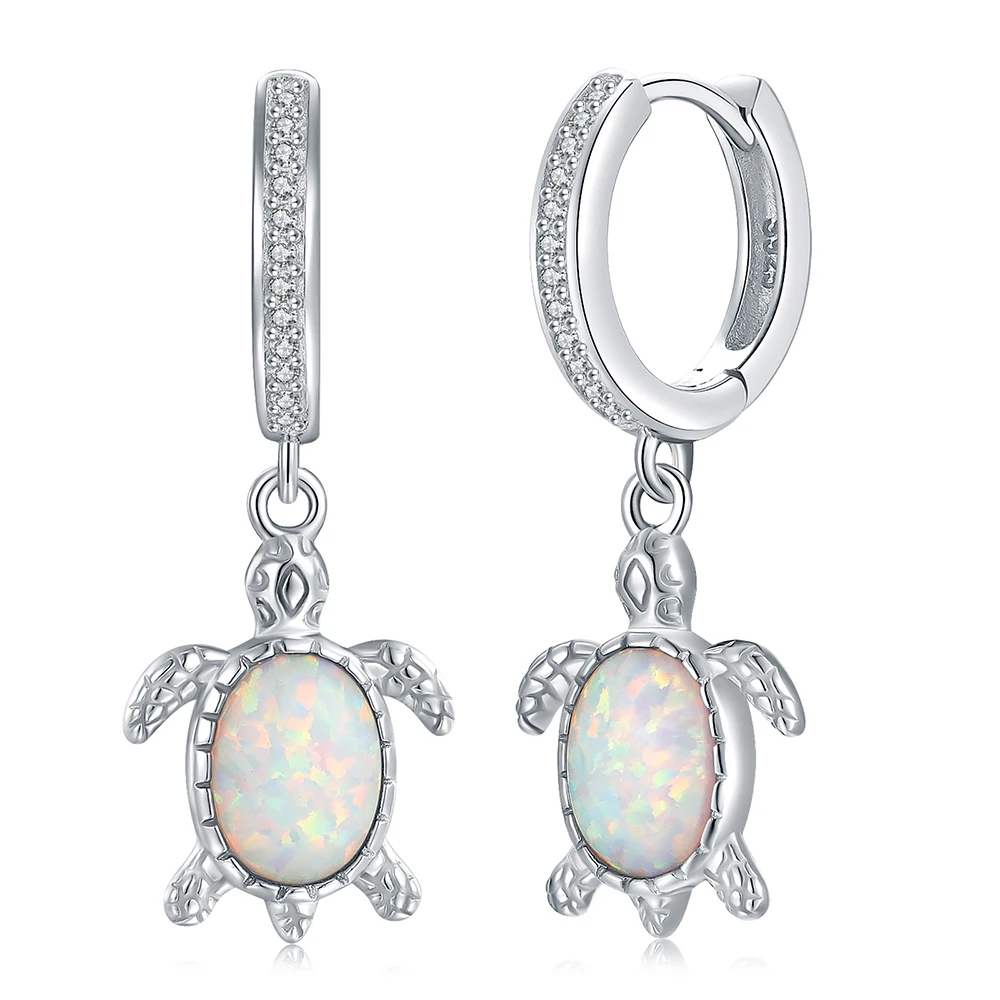 sterling silver opal sea turtle dangle drop earrings para mulheres joias animais bonitos natureza oceano presentes de aniversario para meninas amantes 925 01