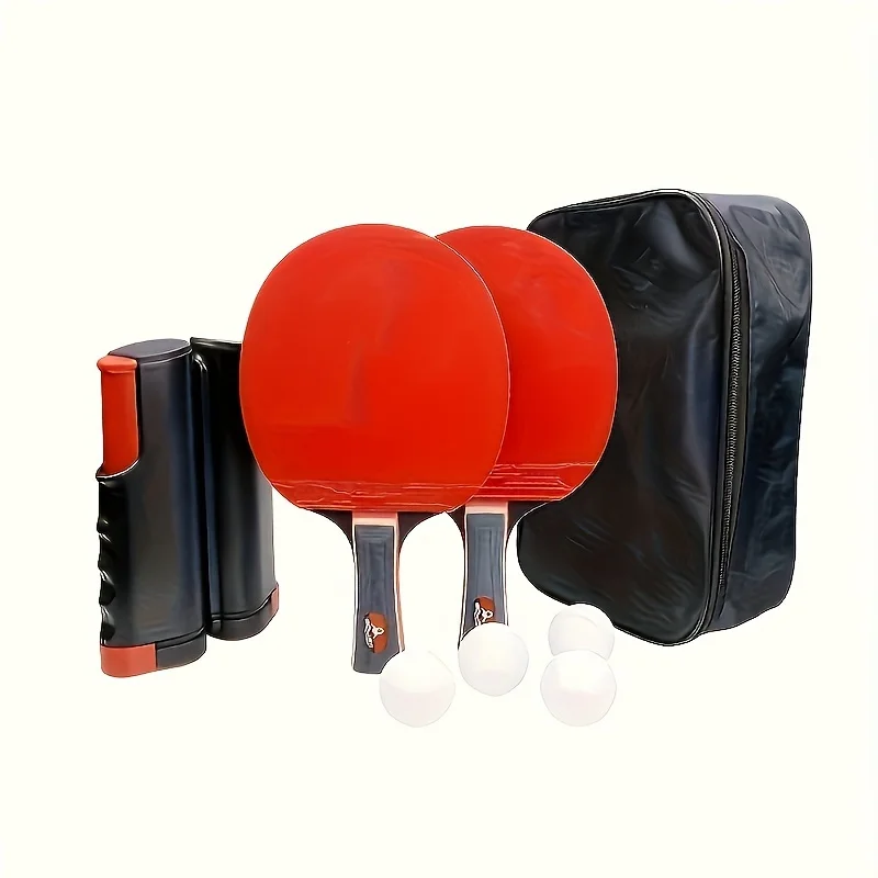 

Table Tennis Racket Set, Portable Table Tennis Set with Retractable Net, Table Tennis Training Set with 2 Rackets, 4 Balls, and a Carrying Bag for Indoor and Outdoor Games