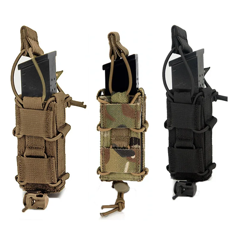 

Tactical Molle 9mm Magazine Pouch Pistol Single Mag Bag Flashlight Pouch Torch Knife Holder Shooting Hunting Accessories