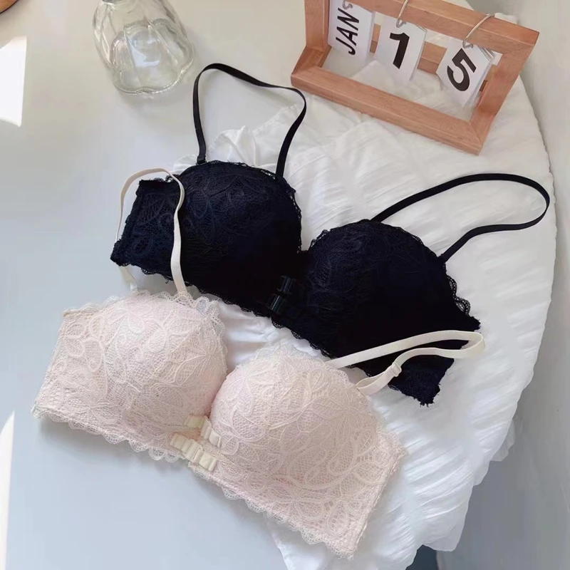 Sexy Kanten Lingerie Dames Kleine Borsten Verzamelen Geen Stalen Ring Top Beha Comfortabele Ademende Voorste Bh Zomer Ademend