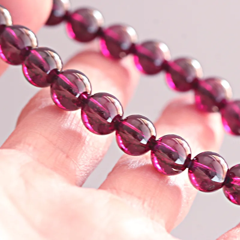 

Natural Purple Garnet Clear Round Beads Bracelet Gemstone Women Men Red Garnet Jewelry Stretch 6mm 7mm 8mm AAAAAA