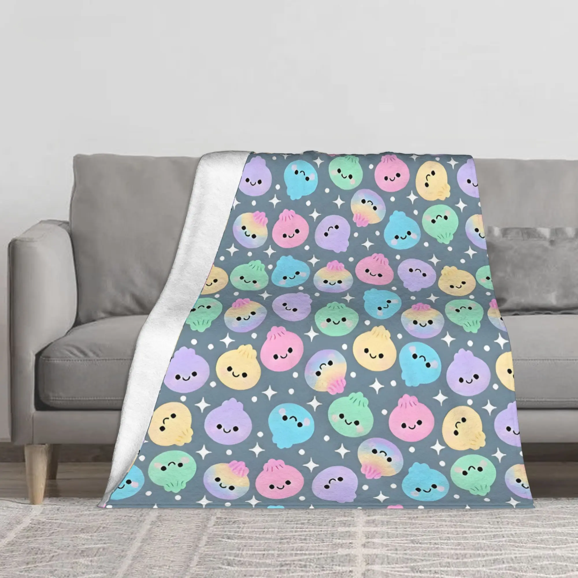 1PC Grey Dumpling Pattern Blanket Throw Super Cosy Plush Living Room Sofa
