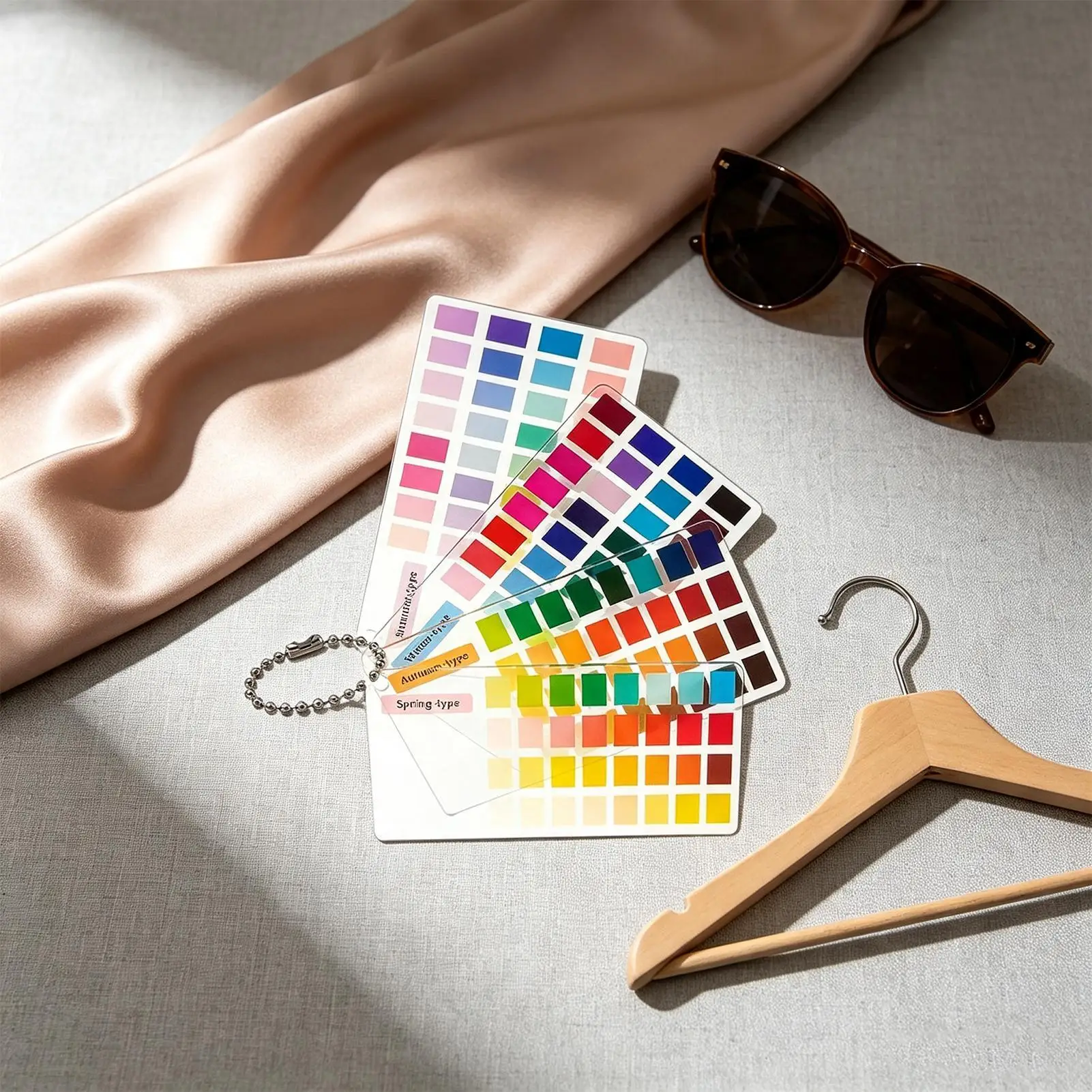 4-Season Color Analysis Cards, Scratch Proof Portable Palette Guide, Personal Color Matching Tool for Shopping Makeup Outfits