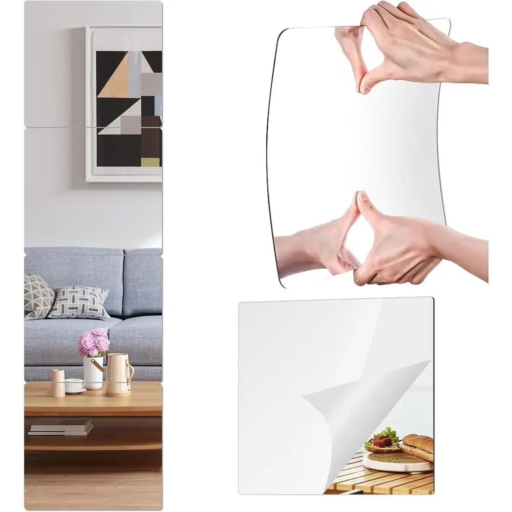 Acrylic Gym Mirror Tiles, 4-Pack (12″x12″)