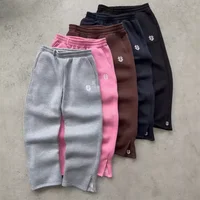 Pantalones High Street Y2K para hombre, pantalones informales, conjuntos con capucha, ropa de calle, pantalones de chándal rectos, Sudadera con capucha holgada bordada, traje de moda para pareja