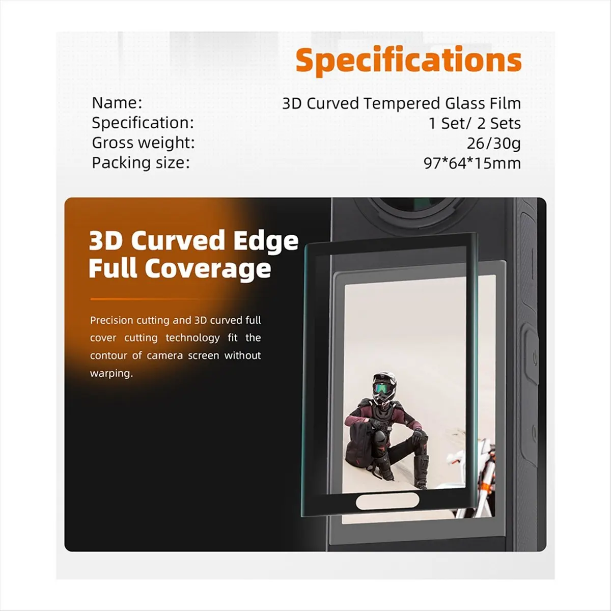 Tempered Film for Insta360 X4 Curved Tempered Film HD Anti-burst,2Set CAA