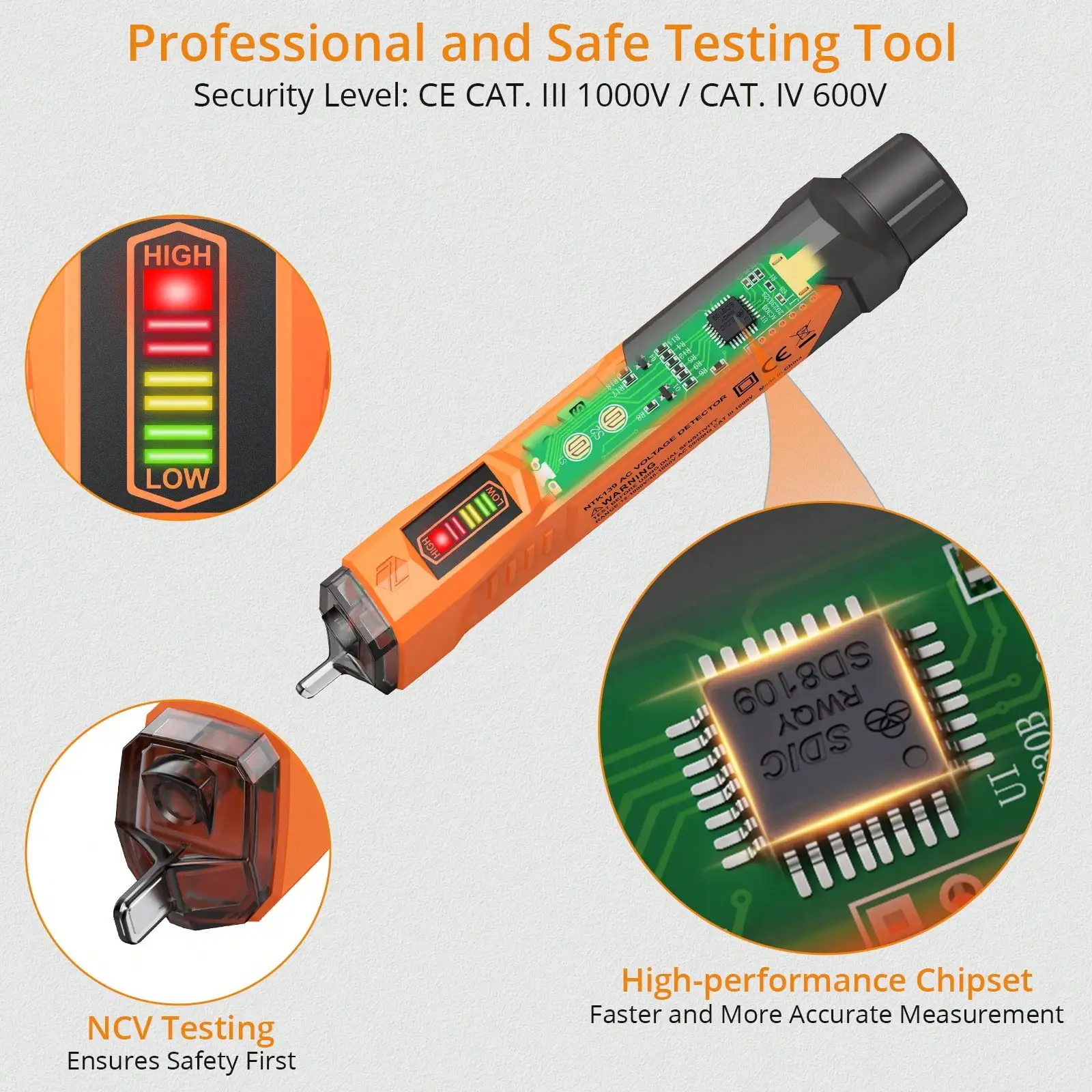 Neoteck-Stylo de test de détecteur de tension électrique, capteur AC sans contact, 12-1000V