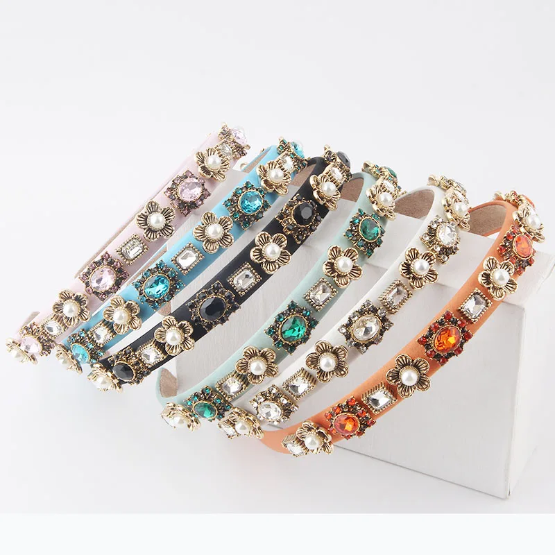 Personalized Exquisite PROM Hair Band New Colorful Crystals-Inlaid Sponge Rhinestone Headband European and American Headband 858