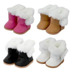 Plush Snow Boots 7.5cm for 18-Inch American Doll Baby Doll Festival Shoes Gift Compatible with Our Generation Dolls Accessories