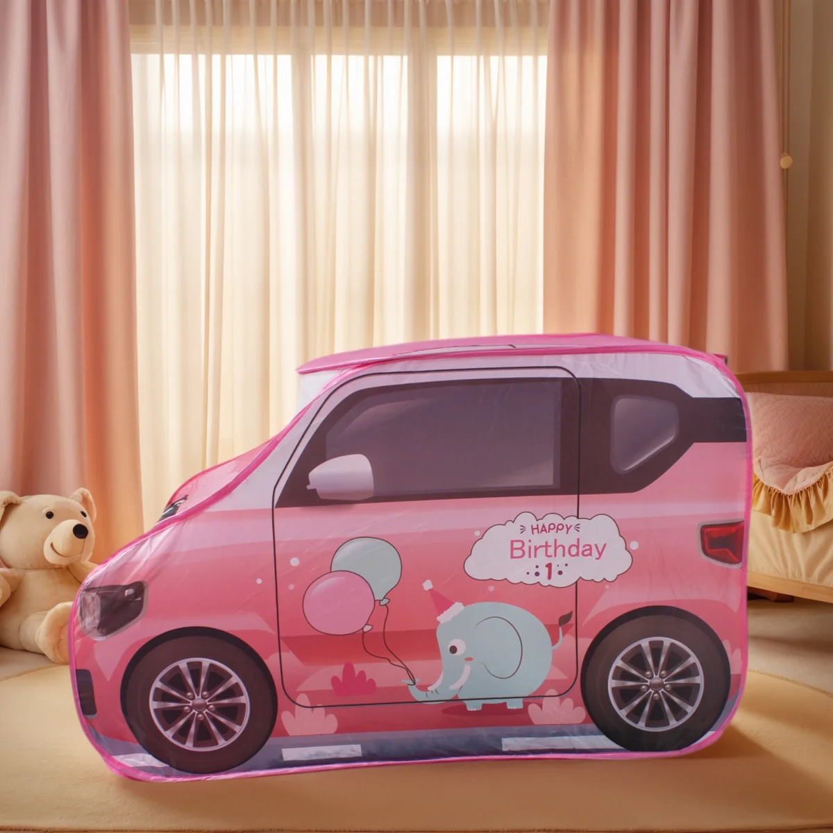 تصميم سيارة ممتع، رمادي ووردي، خيمة لعب للأطفال، مسرح محمول خارجي، خيمة قلعة ألعاب للتعلم المبكر واللعب الخيالي، قاعدة سرية للأطفال، زينة حفلات أعياد الميلاد/عيد الميلاد/عيد الهالوين، هدايا العطلات غير متضمنة