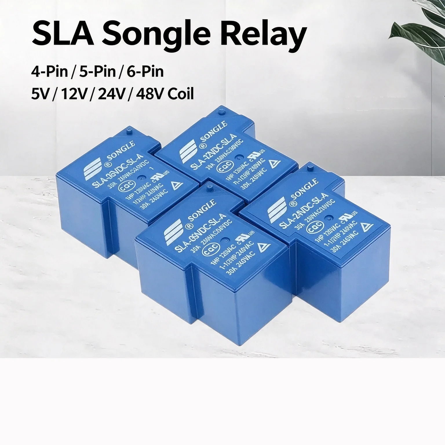 1PCS T90 Relay SLA-05V with 4-Pins 5-Pins 6-Pin Options 5V 12V 24VDC 30A New Electronic Component
