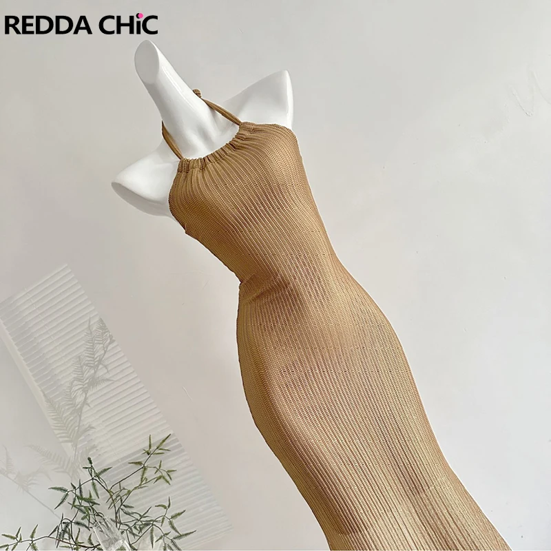 

RORORIRI Ретро золотое вязаное длинное платье с лямкой на шее женское серое эластичное платье с открытой спиной и разрезом драпированное облегающее платье русалки элегантное вечернее платье