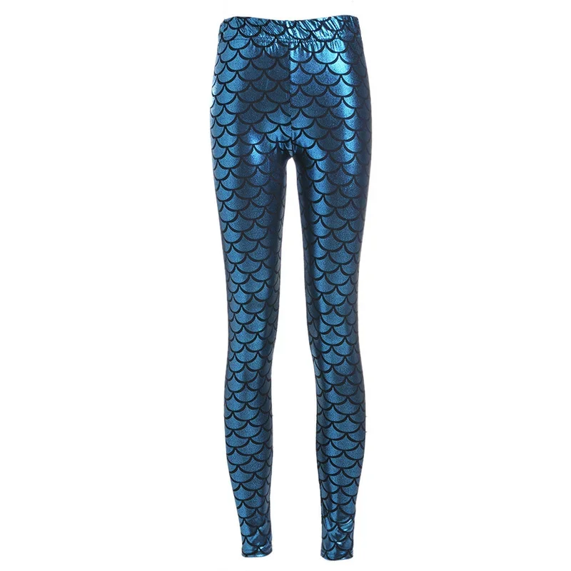 Meerjungfrau Fischs chuppen glänzende Leggings Frauen drucken übergroße Leggging sexy Dance Club mehrfarbige plus Größe Jeggings Streetwears