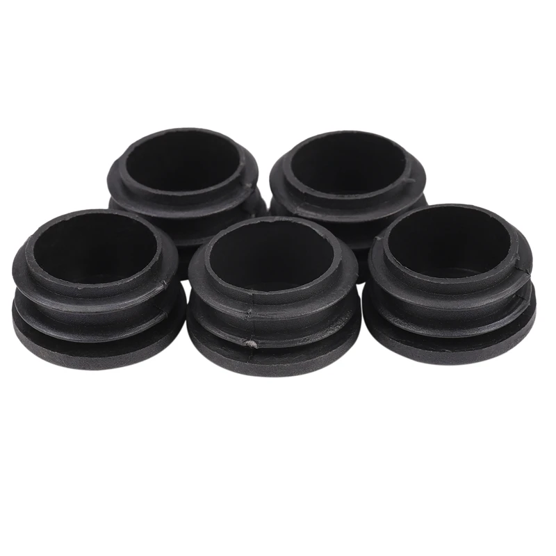 Black Plastic 35Mm Dia Blanking End Caps Round Tube Insert 5 Pcs