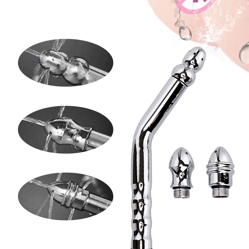 Enema Anal Douche Shower Cleaner Feminine Vaginal Butt Plug Cleaning Tool 3 Enema Nozzle Metal Enemator Colonic Washing Adults