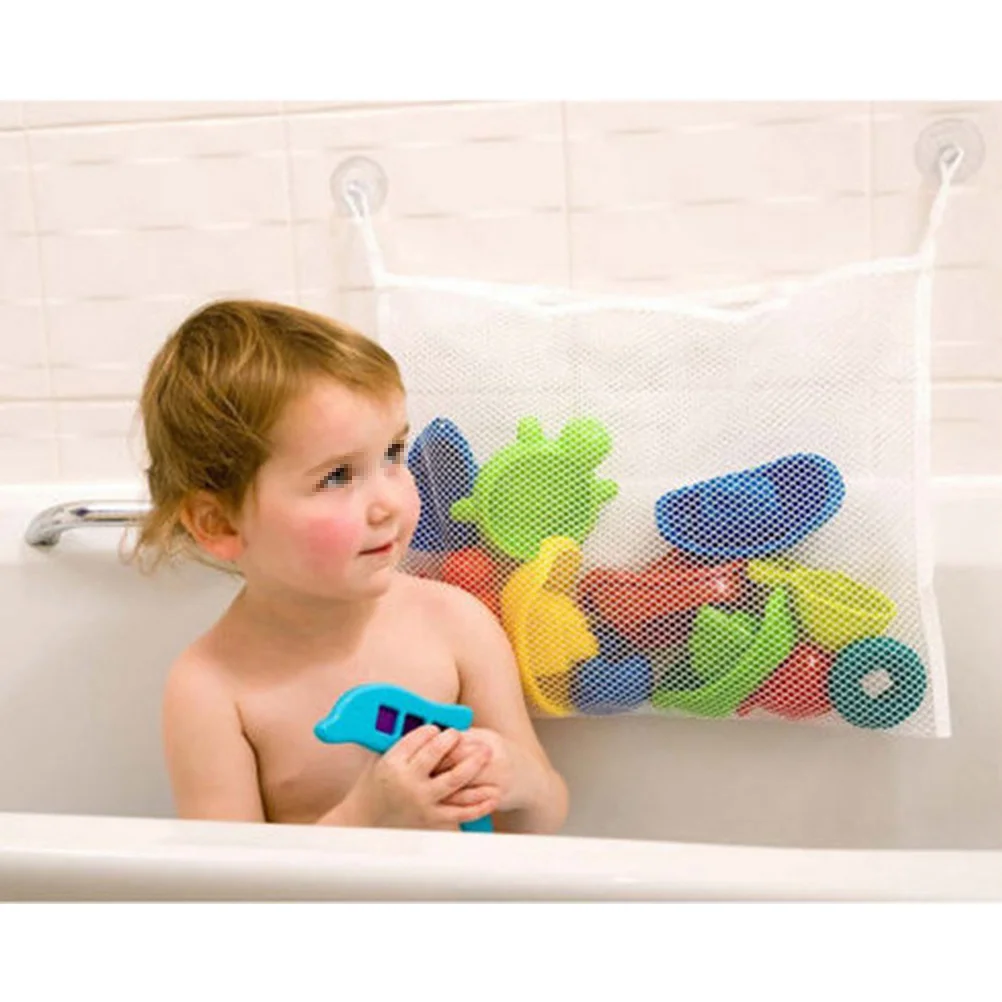 2 Pcs Premium Material Mesh Bag Toy Hanging Bath Storage Water Draining Bathtub Organizer Suction Cup