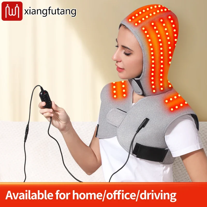 

Красный свет, шаль с подогревом и шапкой, зимний теплый жилет с подогревом плеч, шеи, спины, повязка на голову для расслабления мышц тела и облегчения боли