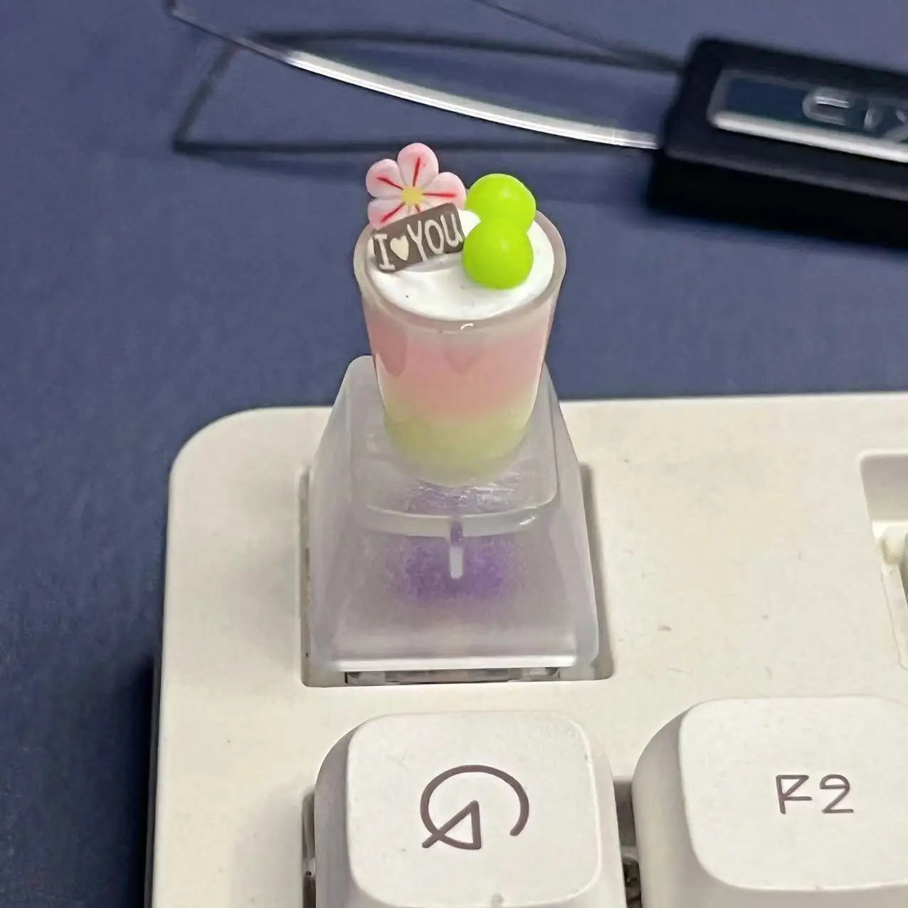 DIY Gourmet Fruit Beverage Keycap ESC Enter Key Game Mechanical Keyboard Pink Decoration Girl Transparent Gift Keycap