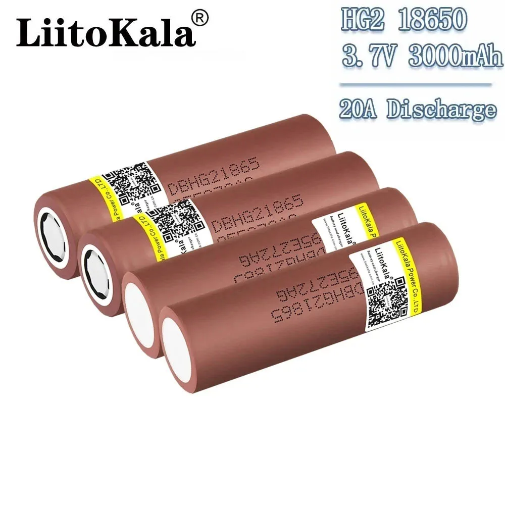 1-20PCS LiitoKala HG2 18650 3000mah 3.7V High discharge 18650 Battery 30A Rechargeable High Drain Battery or Box Mod flashlight