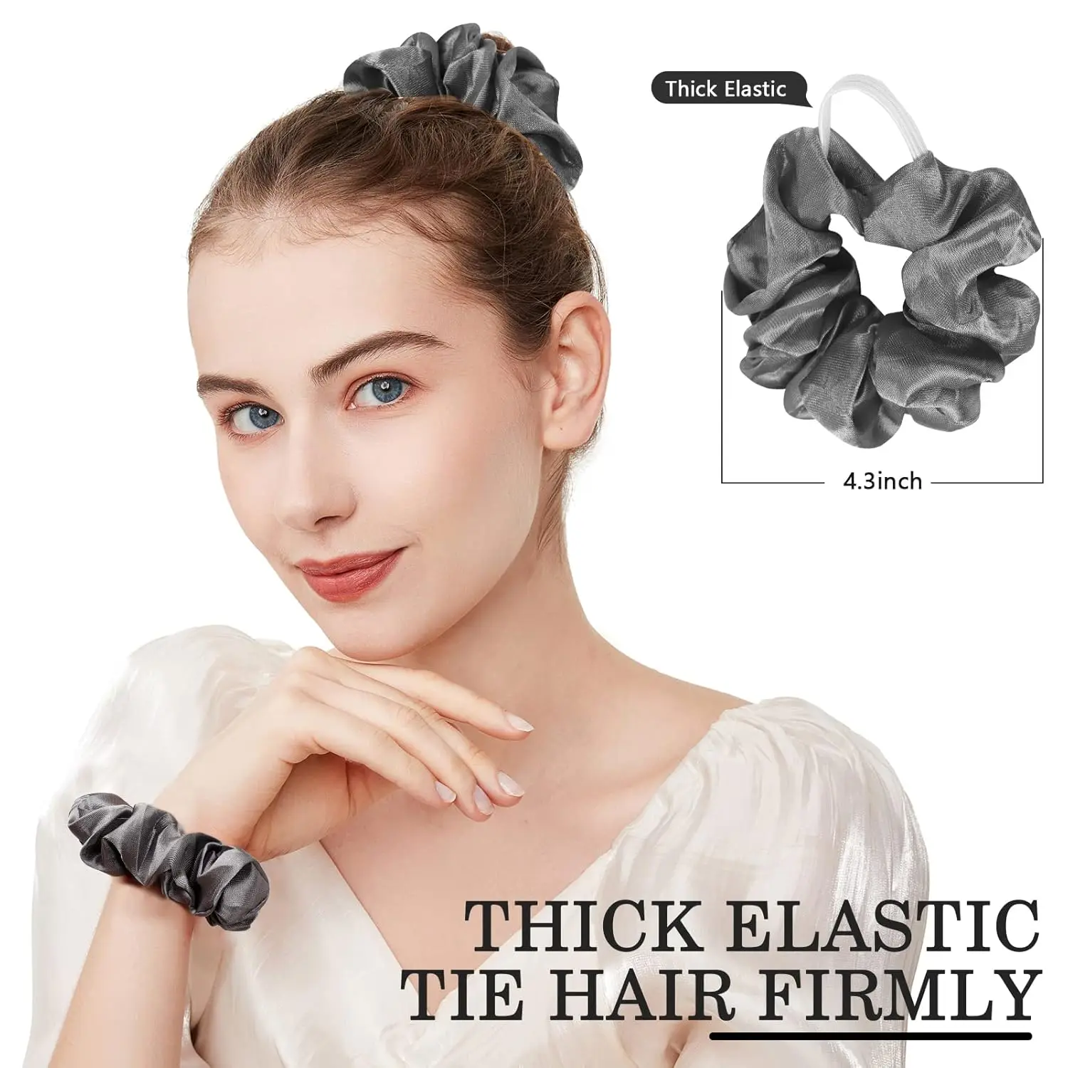 Scrunchies de cetim para mulheres e meninas, pacote com 60, elásticos de seda de cetim para cabelo para meninas, elásticos de cabelo de cetim