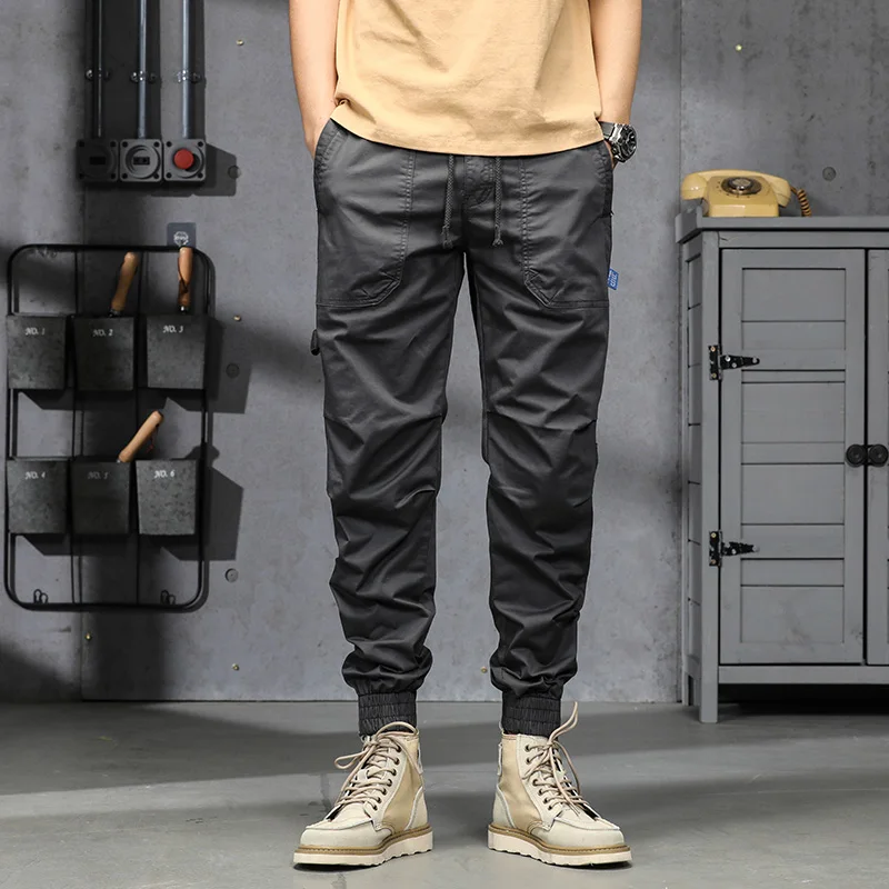 سراويل تكتيكية متعددة الوظائف للرجال، سراويل عمال خارجية مع جيوب متعددة وطماق، سراويل شحن فضفاضة جديدة #4