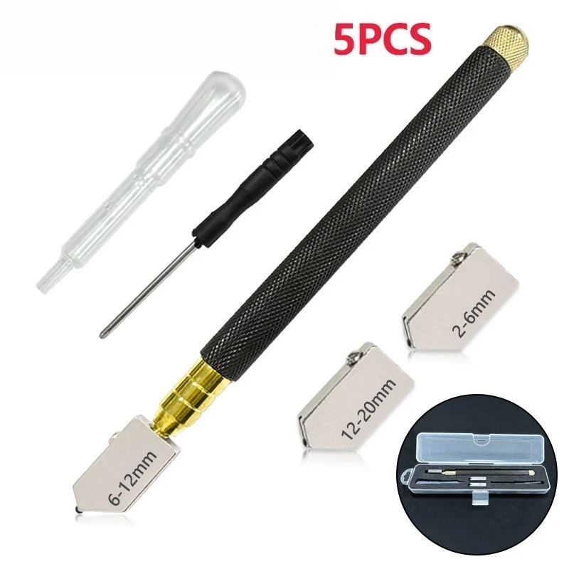 Glass Knife Set, Oiled Glass Knife, Black Handle Mirror Cutting Knife in Hand