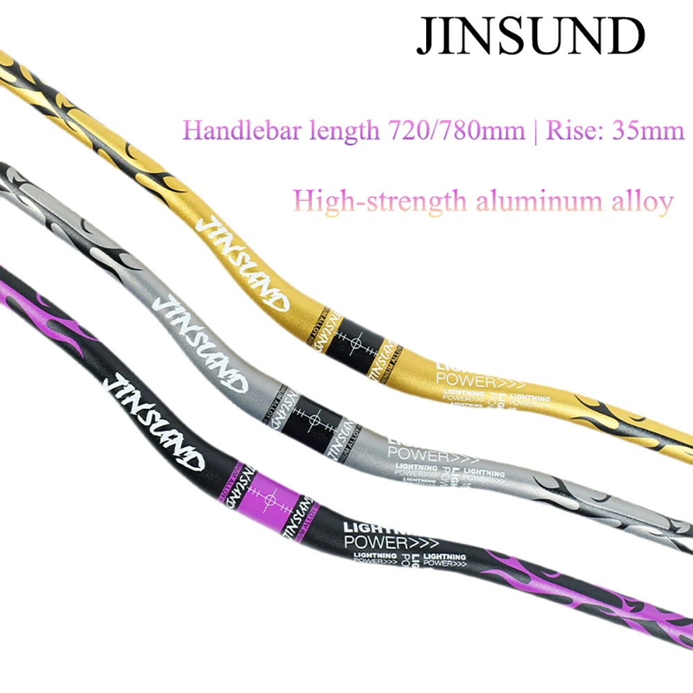 

Высокопрочный руль JINSUND Big Swallow для горного велосипеда, для даунхилла и бездорожья, аксессуары для велосипедов, высота подъема 35 мм, длина 720/780 мм