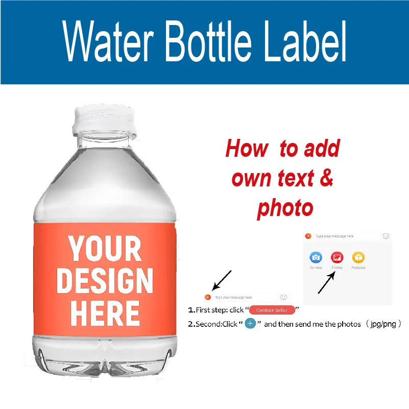 Custom Water Bottle Label, Personalized Party Favor, Any Event Theme Water Proof Self Adhesive Sticker Party Decoration Supplier