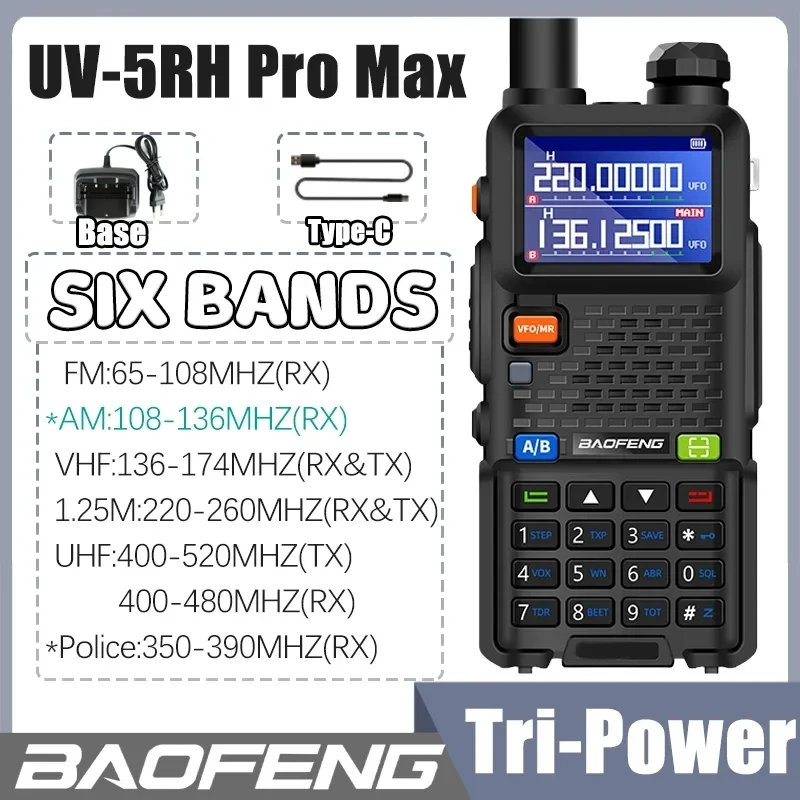 

Baofeng UV 5RH 3800mAh Six-Band Walkie Talkie Wirless Copy Frequency Type-C Charger Upgraded UV 5R Transceiver Ham Two Way Radio