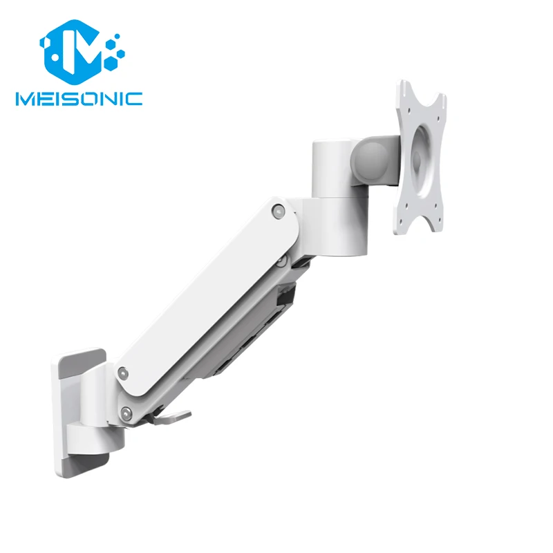 M9-WA01-DK Wall Monitor Arm Aluminum Alloy Display Holder 90 Degree Tilt 10 kg Load White