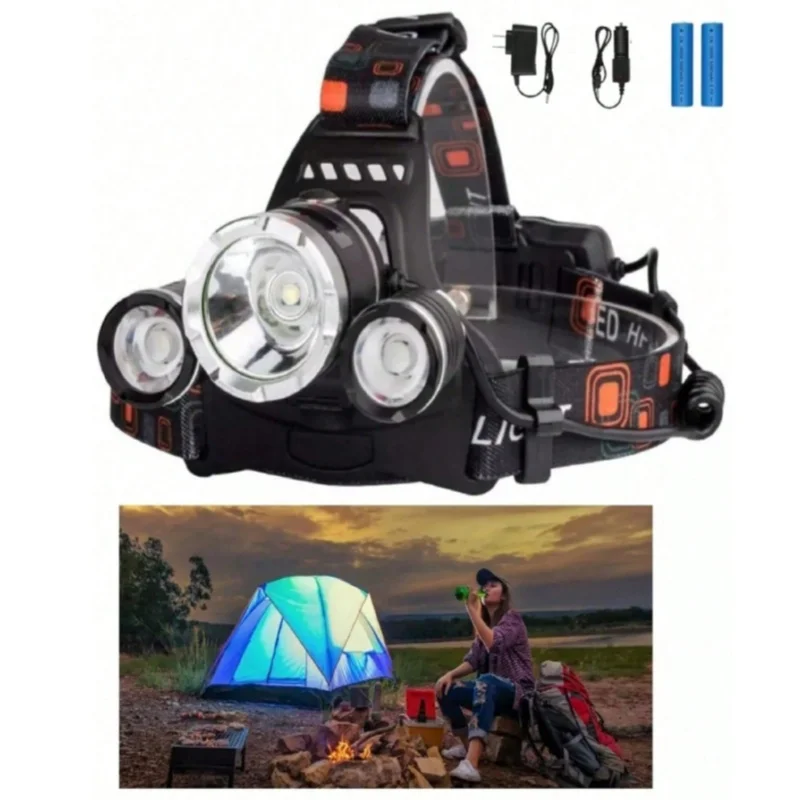 LED Zoom Headlight Outdoor Rechargeable Waterproof Flashlight Camping Headlight Hunting Lighthouse Torch Fishing Headlight