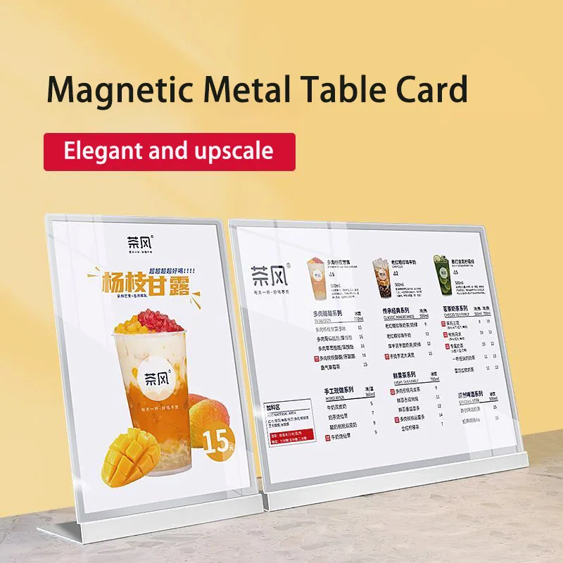 A3/A4 Menu Display Board High-grade Coffee Price List Board Sign Holder Black/White Stand Metal Picture Display Table Card
