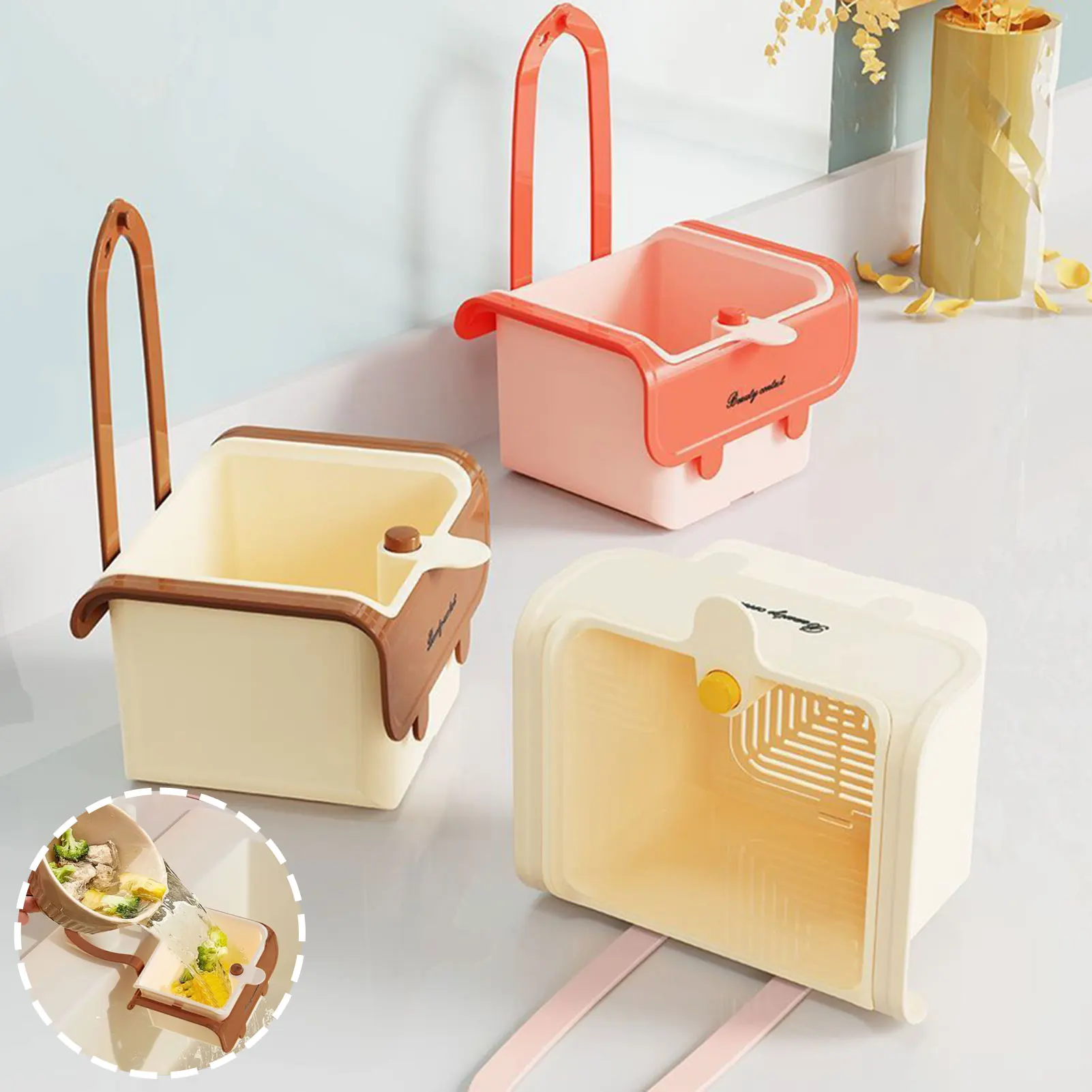 

Подвесная кухонная дрибель для самоочищения раковины ловли продуктов многофункциональные дренирующие корзину ловли ловцов кухонные аксессуары