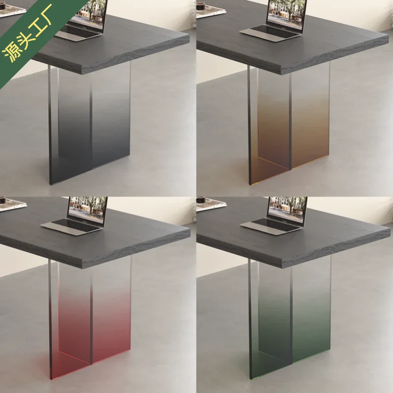 New acrylic gradual change black green blue brown transparent suspended dining table legs bracket coffee table bar T-shaped legs