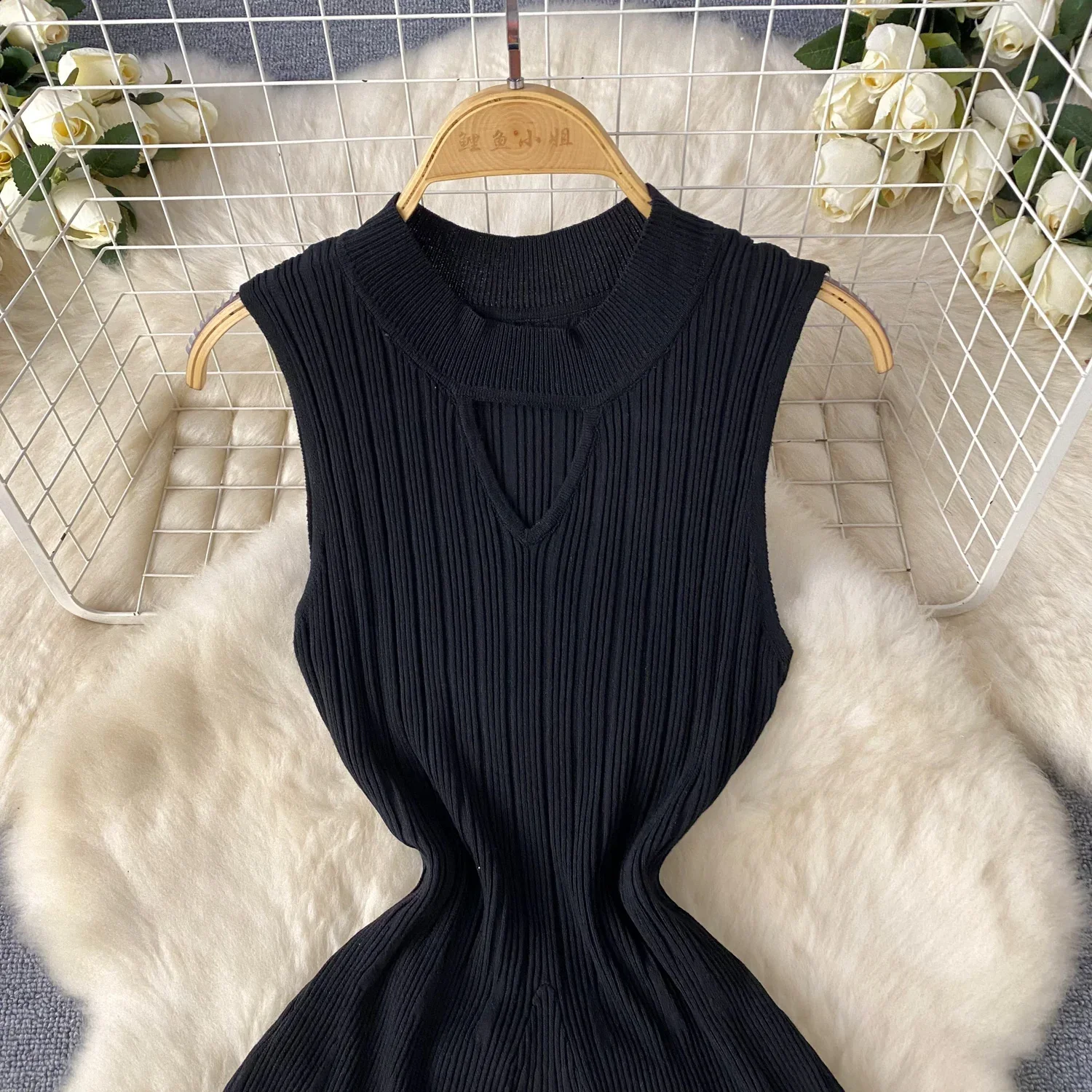 فستان مثير أنيق حلو برقبة دائرية متماسكة بدون أكمام فستان عتيق أنيق كوري أنيق للحفلات فساتين صيفية ضيقة على شكل حرف a صغيرة