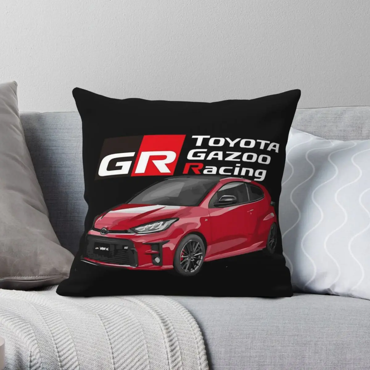 GR Yaris Gazoo Racing Red Square Pillowcase Polyester Linen Velvet Printed Zip Decorative Pillow Case Home Cushion Cover 18